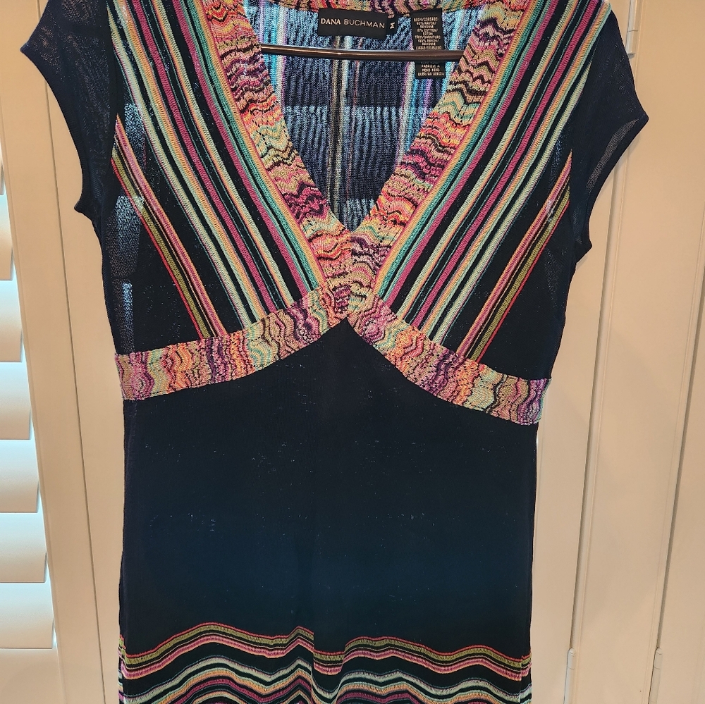 Colorful Striped V-Neck Tunic Sweater